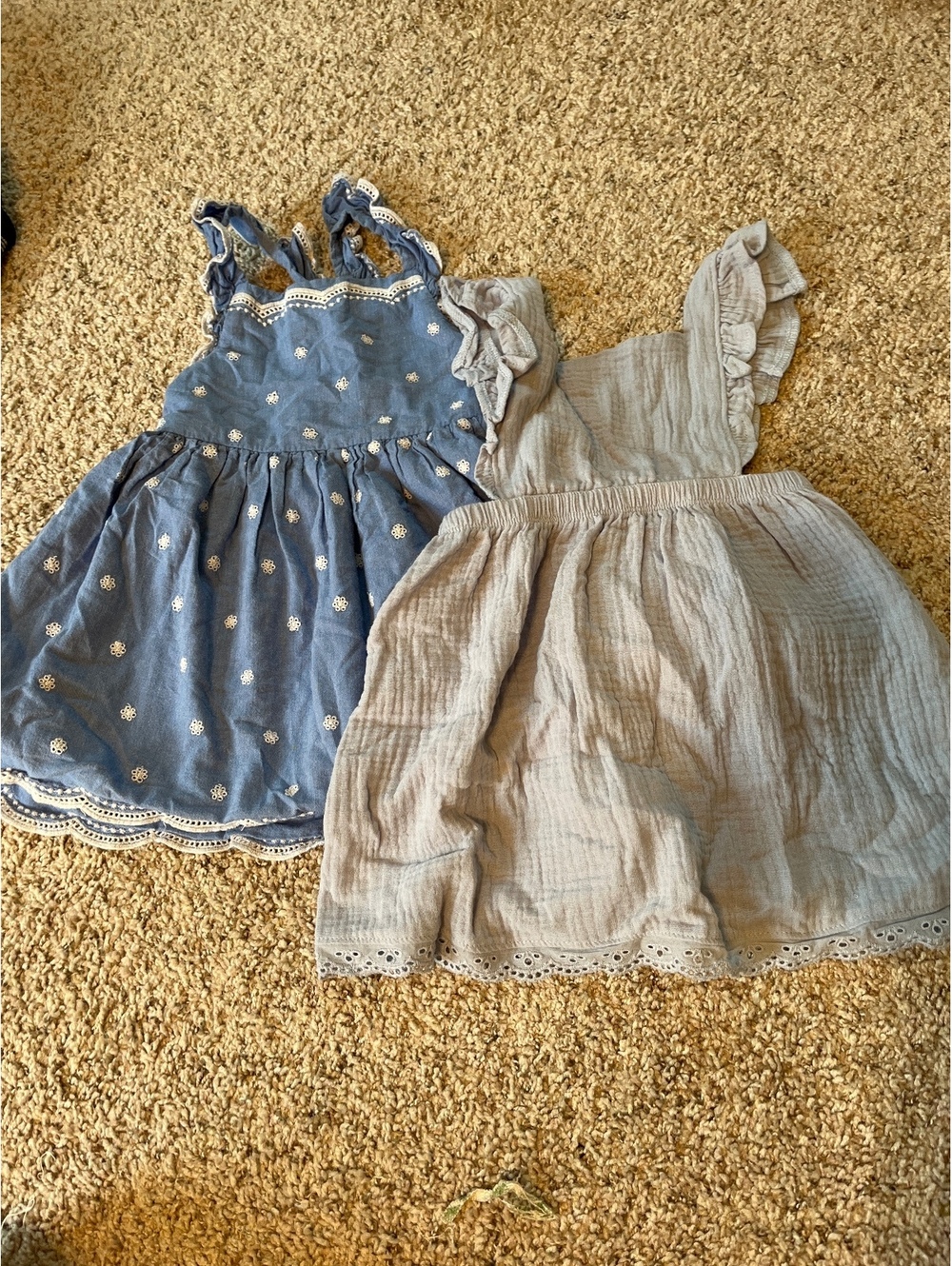 Rabbit Bear 3T Girls Blue and Gray Dress Set